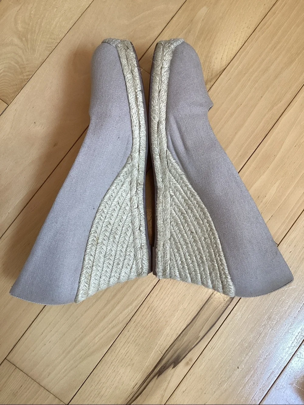 J.Crew beige canvas Seville espadrille wedge heel sandals. Women’s size 8.5